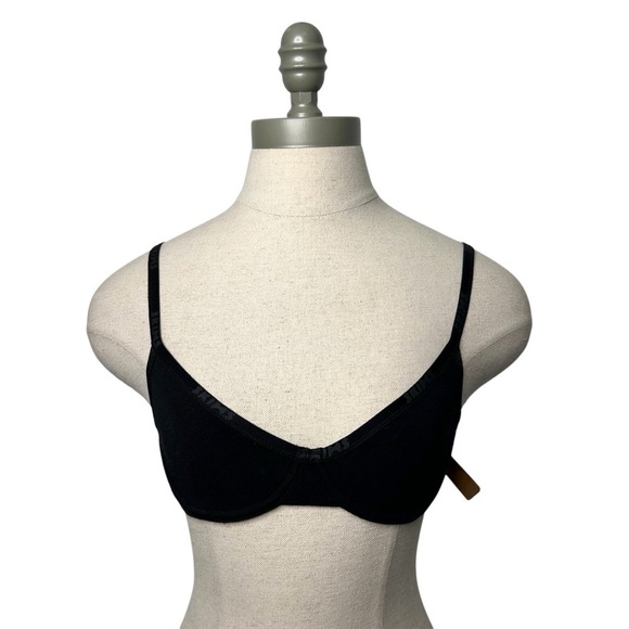 Skims Kim Kardashian Cotton Logo Underwire Demi Soft Bra Soot Black - Picture 4 of 16